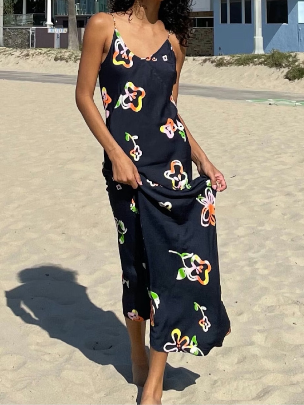 Damson Madder Beach Flower Beaded Slip Dress